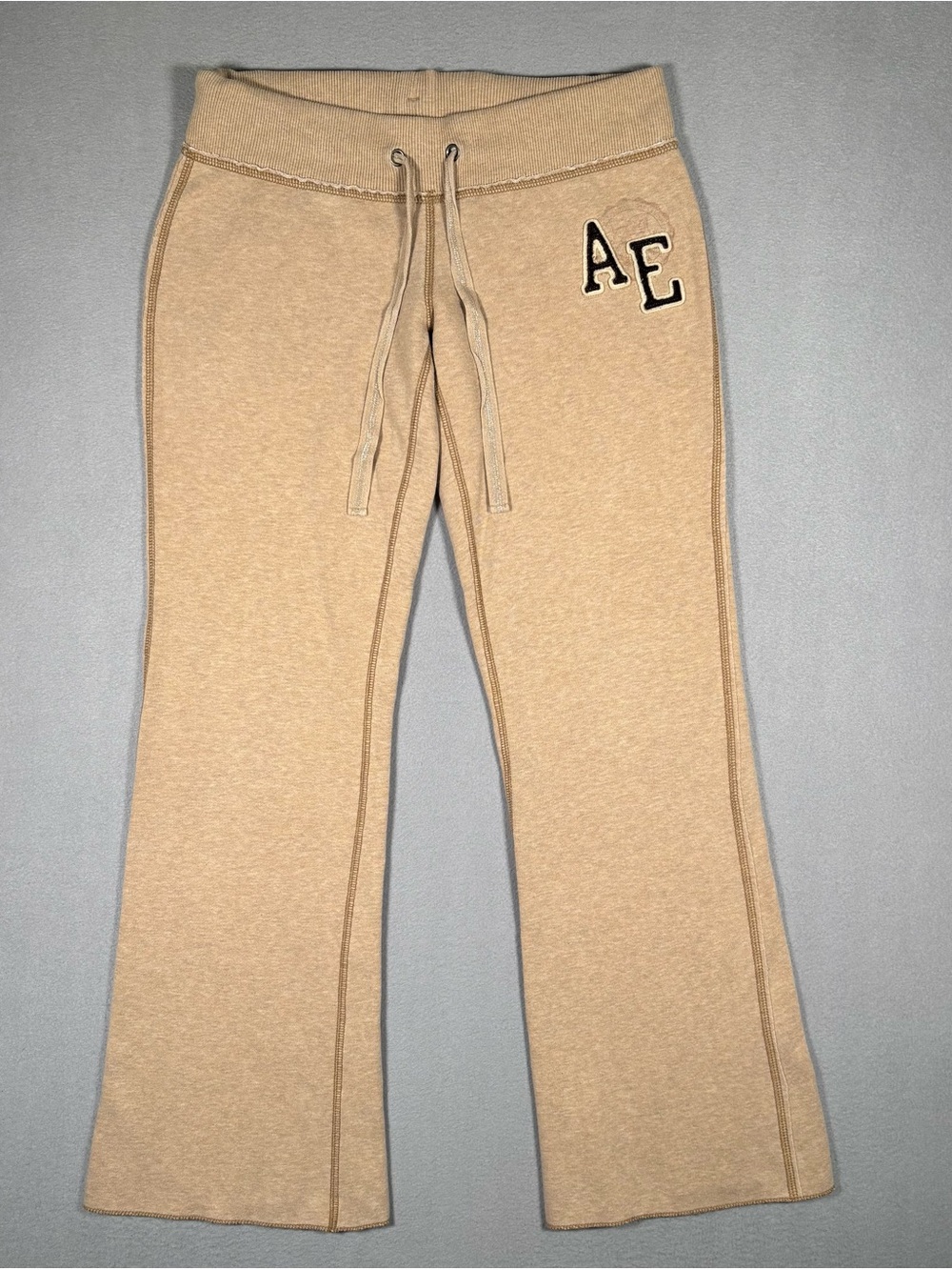 Vtg American Eagle Outfitters Babydoll Wide Leg Sweatpants Women’s Small Tan Y2K